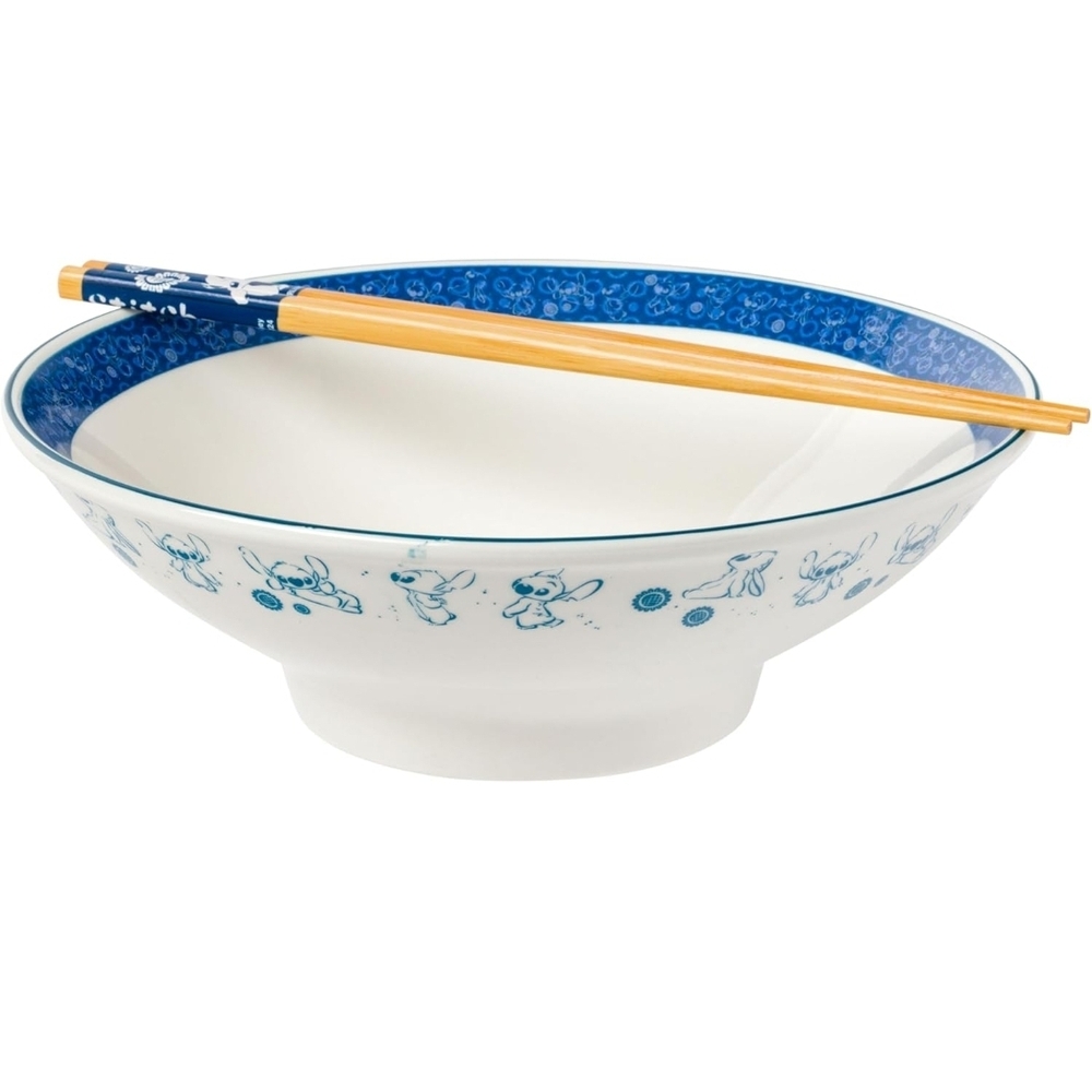 Stitch Ceramic Bowl with Chopsticks